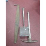 Gardening Tools, shovel, saw and a pickaxe. (3)