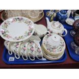 Wedgwood 'Hathaway Rose' Tea Ware, of twenty one pieces, including teapot:- One Tray.