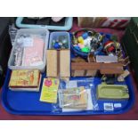 1960's Dolls House Furniture, playing cars, etc:- One Tray.