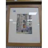 Tom Richards, Plaza Del Duomo, mixed media, signed and dated Oct 2000 19 x 14cm.