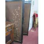 A Late XIX Century Ebonized Folding Screen, with needlework foliate panels, three sectional 159cm