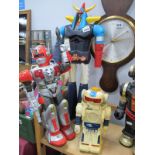 Robots - Japanese on Rollers, 60.5cm high. Hong Kong 2 Model-B, a Chinese example. (3)