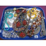 Tumbled Hardstone and Other Necklaces, bracelet etc :- One Tray