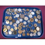 Assorted Pocketwatch Dials / Movements, (damages / incomplete), ladies wristwatch dials /