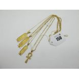 A Fancy Link Chain, clasp stamped "750", suspending Egyptian Ankh pendant; Together with Three
