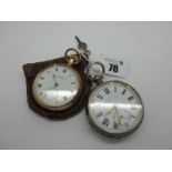 A Gent's Openface Pocketwatch, the unsigned dial with Roman numerals and seconds subsidiary dial,