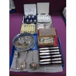 Hallmarked Silver Coffee Spoons, in original fitted case, cased tea knives, plated cutlery,