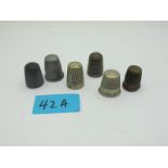 Hallmarked Silver and Other Thimbles. (6)