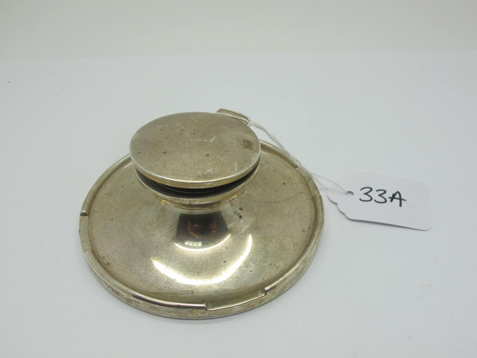 A Hallmarked Silver Capstan Style Inkwell, A.J.Zimmerman, Birmingham 1920, base (weighted) 10.8cm
