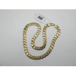 A 9ct Gold Chunky Flat Curb Link Chain, 57.5cm long.