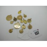 9ct Gold and "375" St. Christopher Pendants.