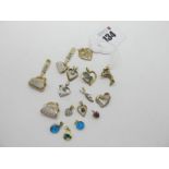 Three 9ct Gold Novelty Purse Charm Pendants, heart shape pendants, etc.