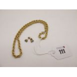 A 9ct Gold Ropetwist Chain, together with a pair of single stone earrings.