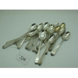 A Set of Five Part Hallmarked Silver Teaspoons, IL, possibly London 1809, with bright cut engraved