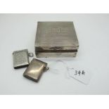 Two Hallmarked Silver Vesta Cases, one inscribed "A.C.H. 3rd April 1898"; together with a square