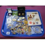 Enamel and Other Badges, including 'Committee', '1910-1985 Girl Guides', coins, cufflinks, etc :-