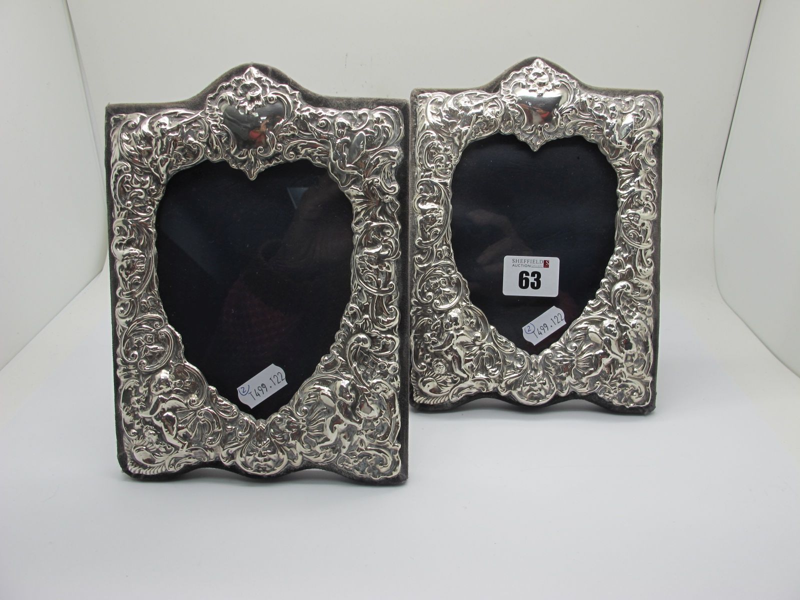 A Pair of Hallmarked Silver Mounted Photograph Frames, KFLd, London 1990, of antique style, detailed