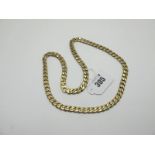 A 9ct Gold Flat Curb Link Chain, 63cm long.