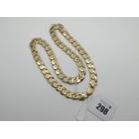 A 9ct Gold Chunky Flat Curb Link Chain, 57.5cm long.