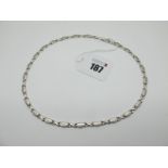 A Modern 9ct White Gold Necklace, of satin and polished finish.