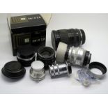 Zeiss Sonnar 1.2-8.5cm Lens, Sigma Zoom 50mm, Helios 44-2, two Russian lenses, Olympus Auto-W,