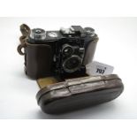 Zeiss Ikon Nettel Camera, in brown leather case.