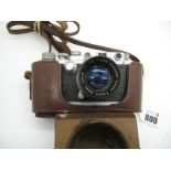 Leotax No.12407 Camera, with Tanar 1.2=5cm lens 27037, in leather case.