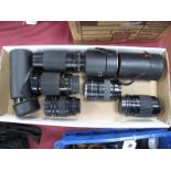 Photax 1:28/135 Lens, cased, Pentacon 7-210 lens, Helios 44M-4 cased, Minolta tele converter,