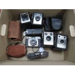 Yashica 35 Electro with f-4.5mm Lens - Cased, Brownie Model D box camera, Coronet consul, Kodak