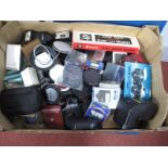 A Large Quantity of Lens Filter, Hoods, Flash Units, Light Meters, Brackets, many items camera