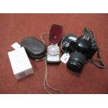 Canon EOS 1000F Camera, with Canon zoom lens EF 28 -80mm Sangamo Weston Ltd, exposure meter,