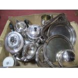 Two and Three Piece Plated Tea Services, muffin dish, basket, salver, etc:- One Box