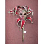 Italian Carnival Face Masks, with jester drapes and bells.