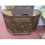 Old Charm Oak Cupboard, with linen fold and panels, 110cm wide.