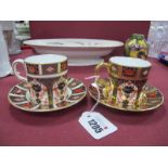 Royal Crown Derby 1128 Imari, two coffee cups and two saucers, second quality.