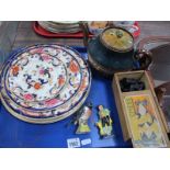 Mason's 'Mandalay' Plates. Gibsons's tea pot, Beswick bird, Doulton figure, K & C Chess:- One Tray