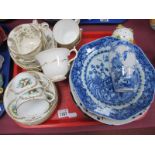 Blue & White Chinese Garden, Imari and other plates, blue & white oriental vase, 12cm high, XIX