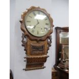 A XIX Century Walnut Marquetry Inlaid Wall Clock 'Joshua Ingham', with a white dial, Roman