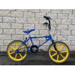 A circa 1982 MK1 Raleigh 'Tuff' Burner BMX Bike in blue and yellow, Original Weinmann brakes and 7-