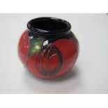 A Moorcroft Pottery Vase, painted in the Red Rose design, shape 55/2, 5cm high.