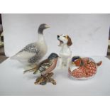 Crown Derby Pheasant Paperweight, (second quality), Copenhagen Beswick 'Chaffinch', Doulton dog. (