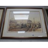 Peter Owen Jones, print of Sheffield North Junction, signed by his daughter bottom right 42 x 57cm.