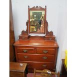 A XIX Century Painted Pine Dressing Table with central mirror, two short and two long drawers,