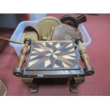Oak Bellows, stool, bread board, barometer, Chinese cane.