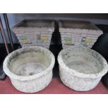 A Pair of Square Tapering Concrete Planters, 40cm, Pair of circular basket effect planters. (4)