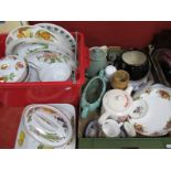 Worcester Evesham Tureen, Bowl, etc, Denby tea pot, etc:- Two Boxes