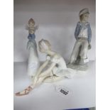 Lladro Sailor, 22.5cm high. Pixie bell, ballerina seated. (3)