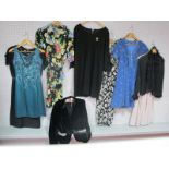 A c.1960's Vintage Black Jersey Dress by 'Miss Rubette', a shirtwaist style dress, cotton day dress,