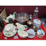Hammersley Individual Tea Set, other ceramics, glass egg, lighter, plated ware:- One Tray.