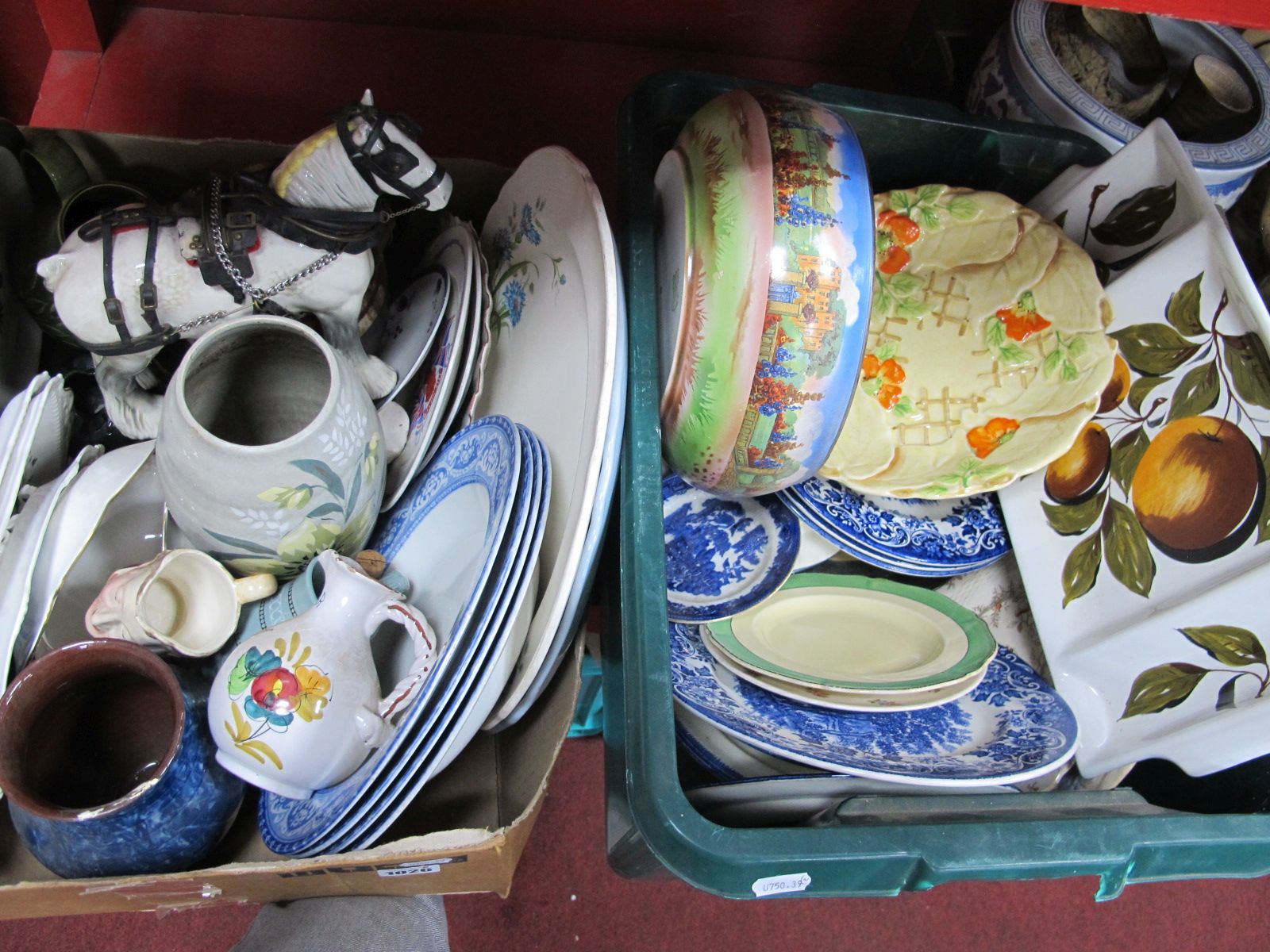 Spode Plates, teapot, plates, etc:- Two Boxes